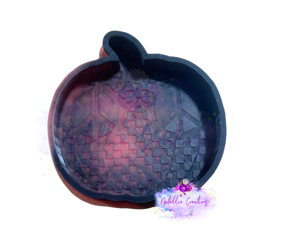 Checkered Pumpkin W/ Peace Glasses Freshie Silicone Mold
