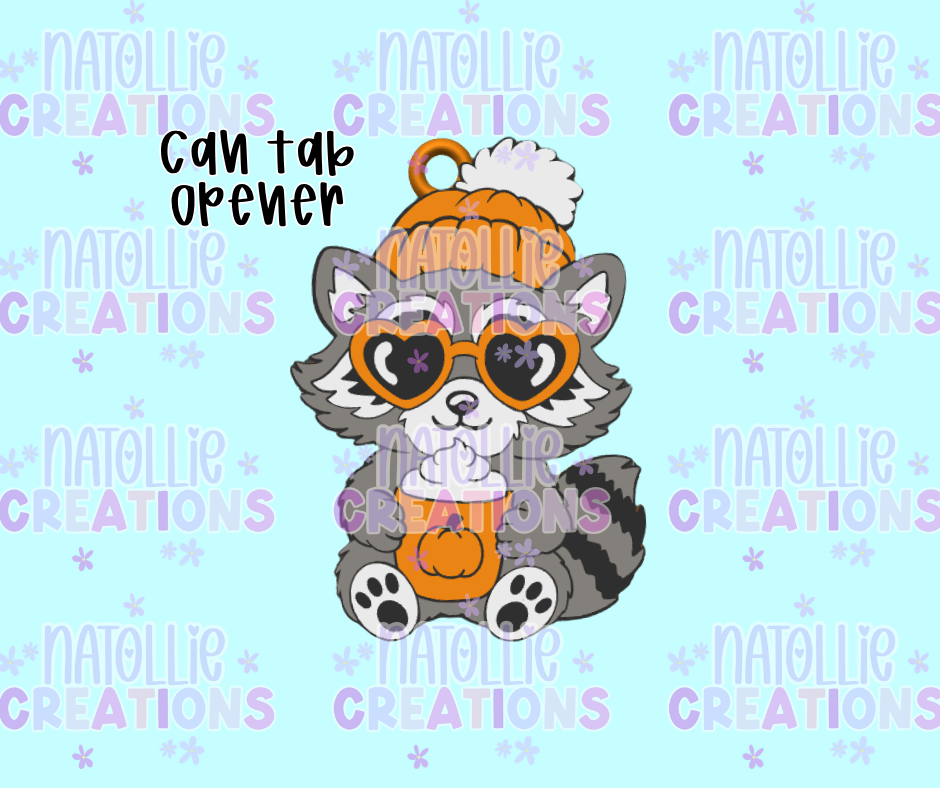 Fall Raccoon Can Tab Opener Keychain