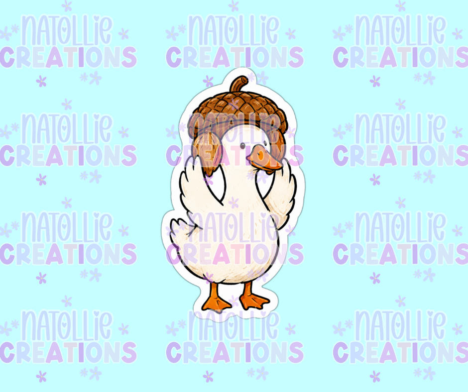 Acorn Hat Goose Die Cut Sticker