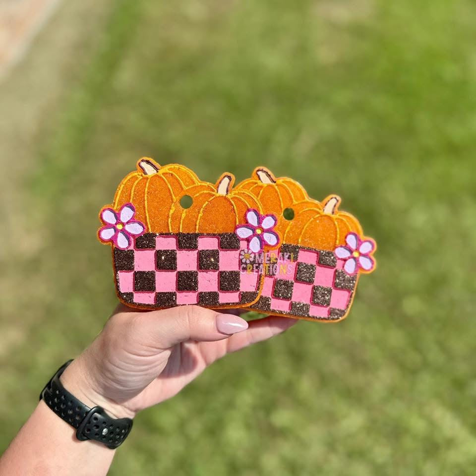 Pumpkin In Checkered Bin Freshie Silicone Mold