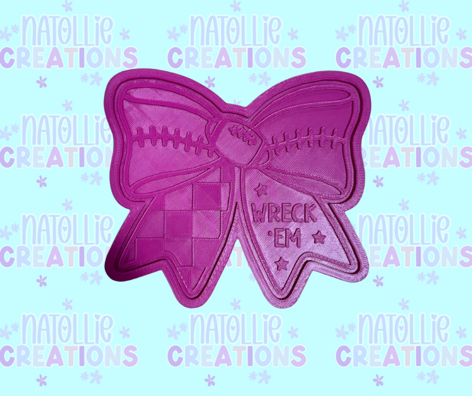 Football Bow + Inserts Freshie Silicone Mold