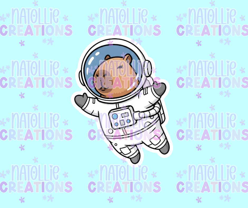 Space Capybara Die Cut Sticker