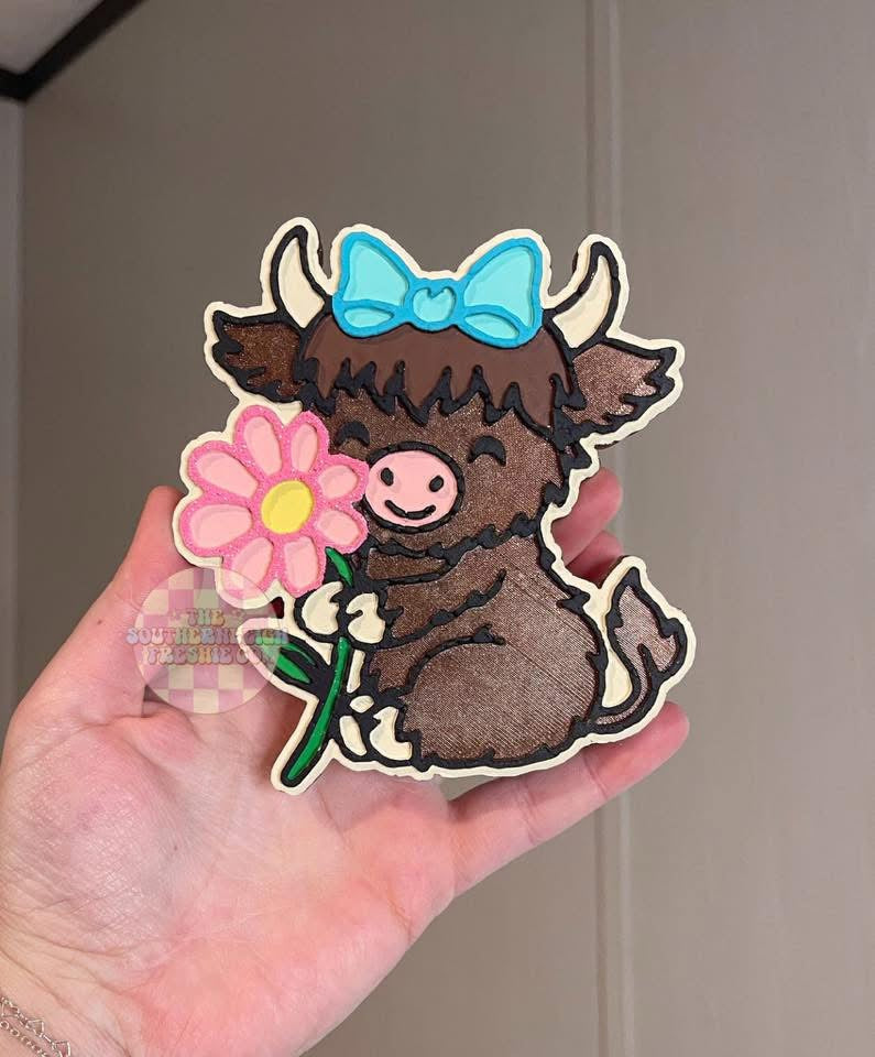 Highland W/ Flower Freshie Silicone Mold