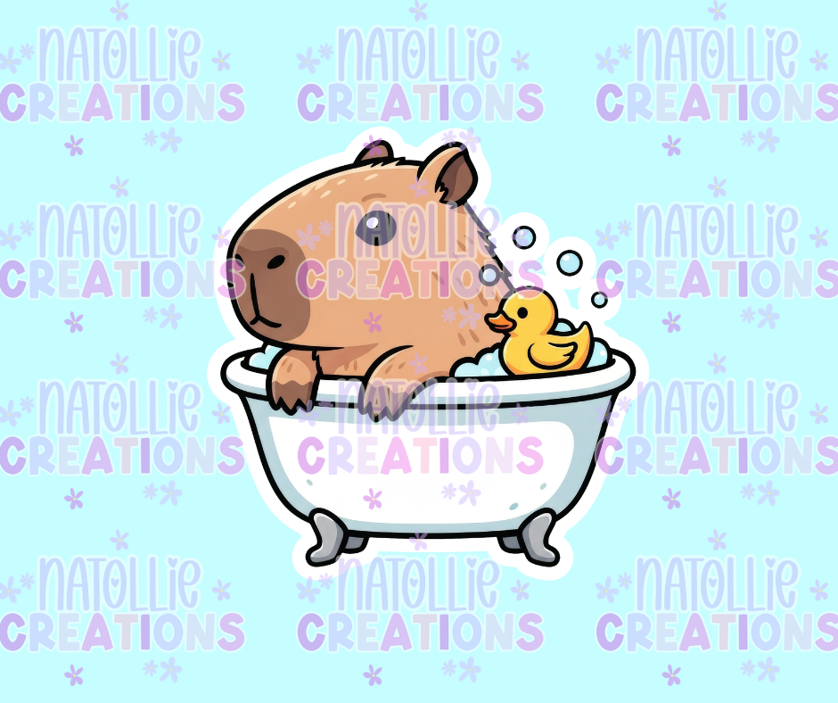 Bath Capybara Die Cut Sticker