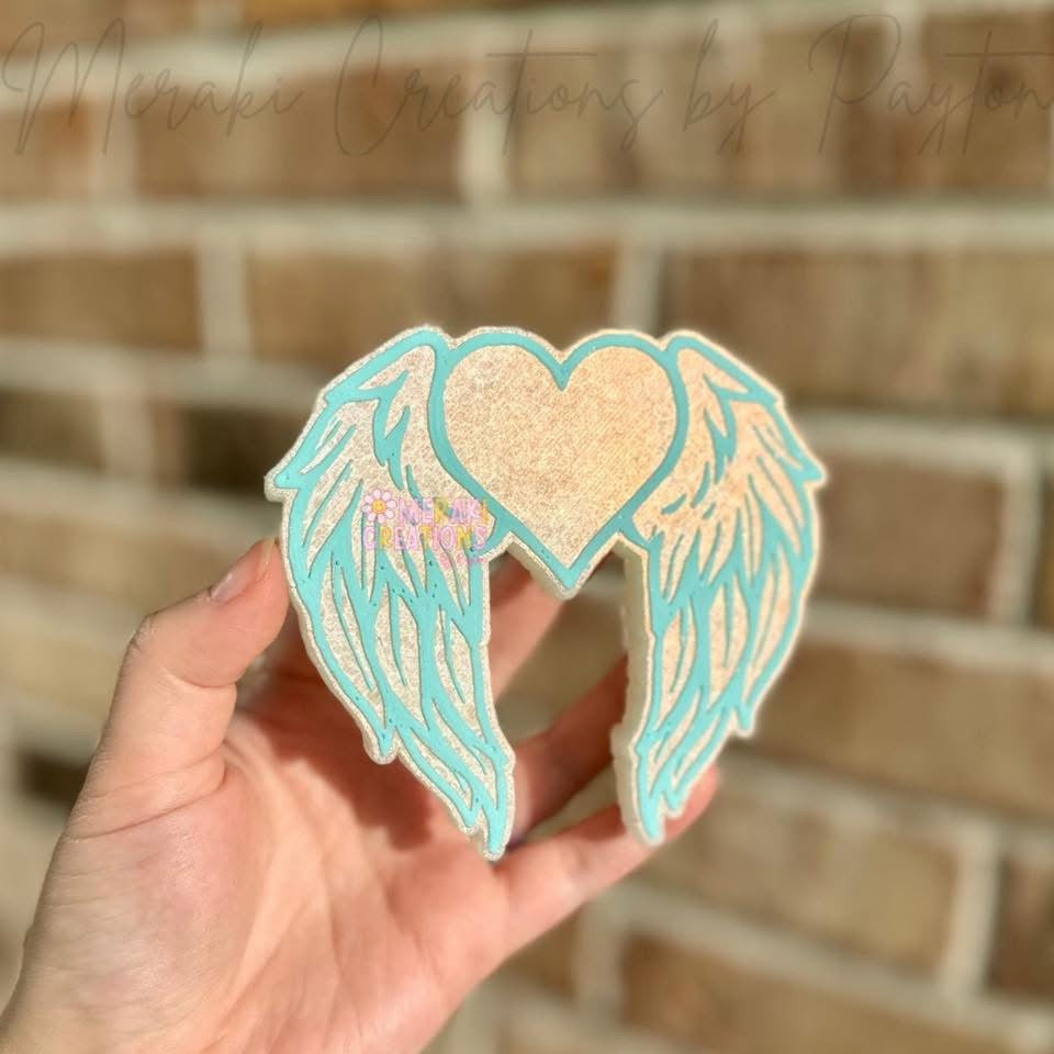 Angel Wings W/ Heart Center Freshie Silicone Mold
