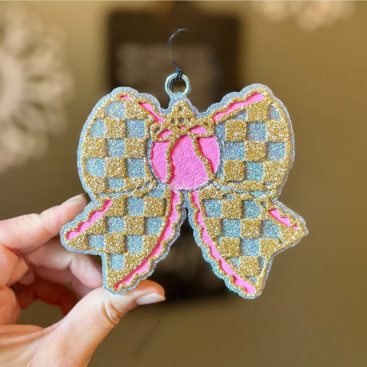 Checkered Ornament Bow Freshie Silicone Mold