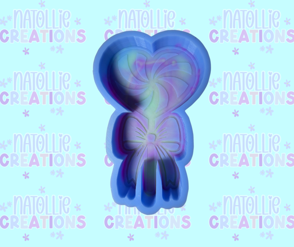 Heart Lollipop W/ Bow Freshie Silicone Mold