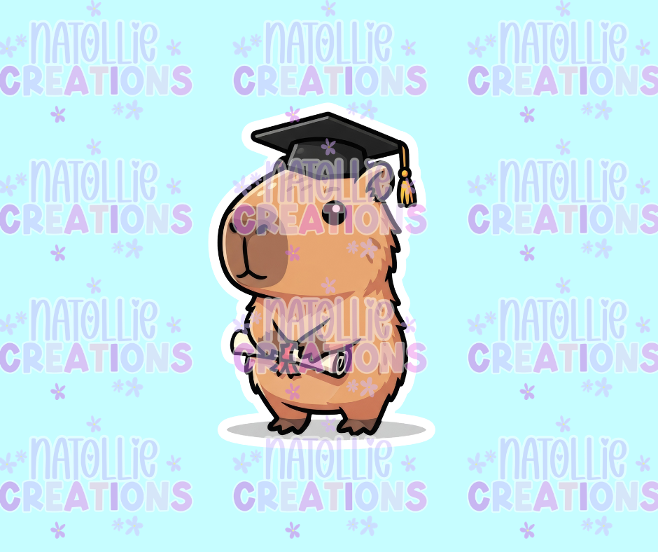 Graduation Capybara Die Cut Sticker