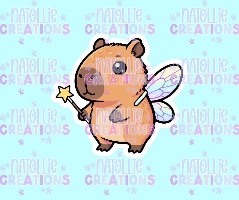 Fairy Capybara Die Cut Sticker