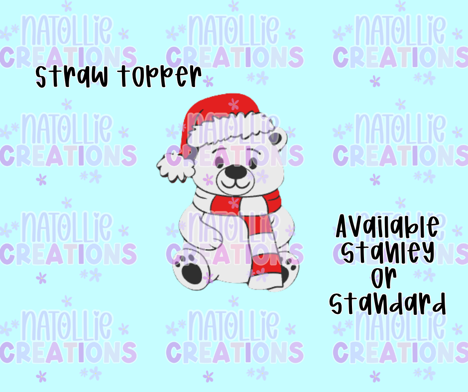 Christmas Bear Straw Topper