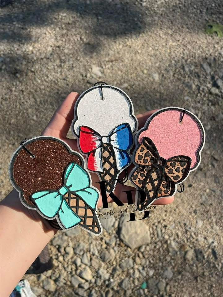 Ice Cream Cone W/ Bow Freshie Silicone Mold