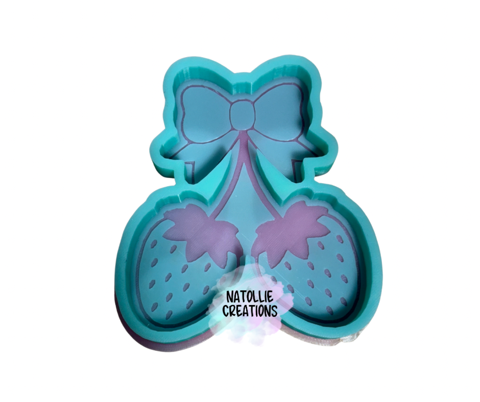 Strawberry Cherries W/ Bow Freshie Silicone Mold