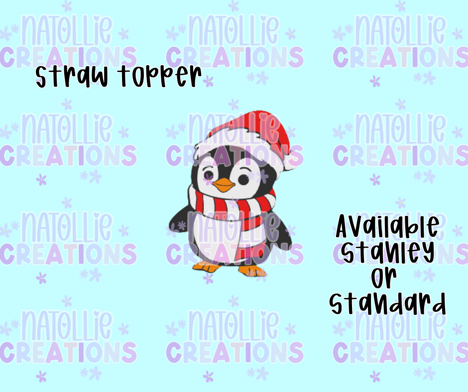 Christmas Penguin Straw Topper