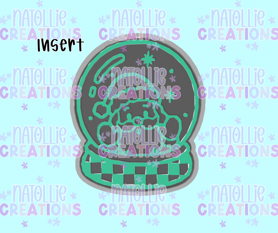 Santa Checkered Snowglobe Insert Freshie Silicone Mold