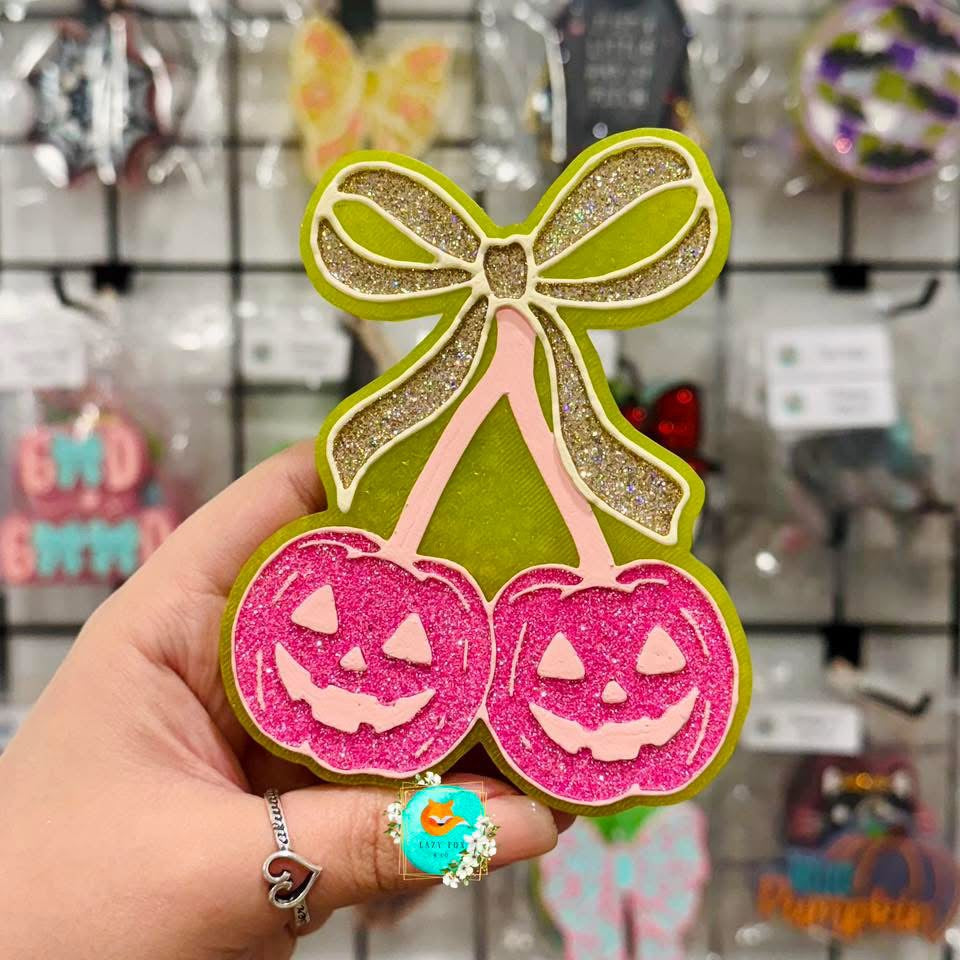 Cherry Pumpkin W/ Bow Freshie Silicone Mold