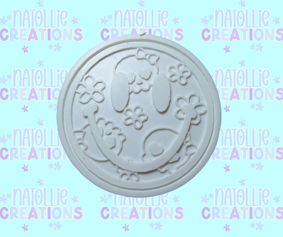Floral Skull Smiley Insert Freshie Silicone Mold