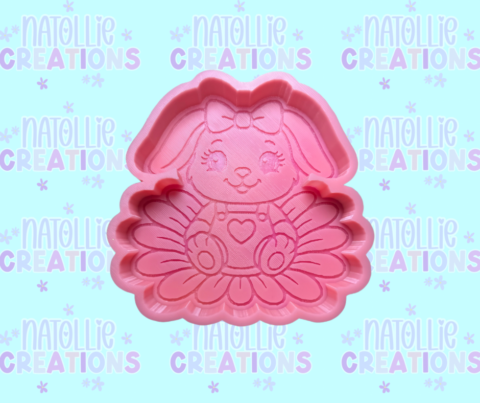 Bunny On Flower Freshie Silicone Mold
