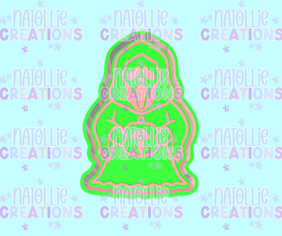 Ghost Face W/ Pumpkin Freshie Silicone Mold