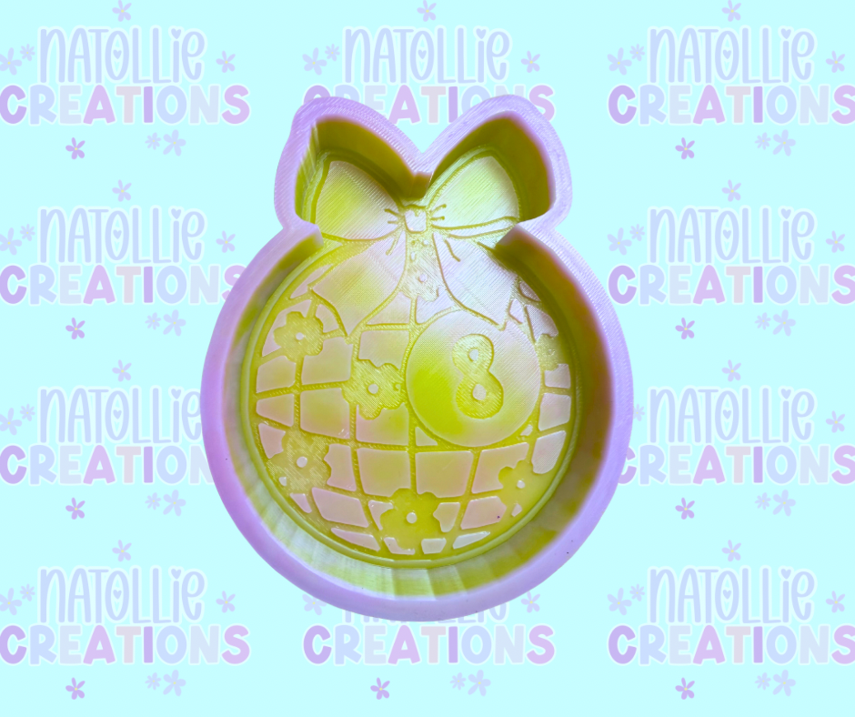 Floral 8 Ball Disco W/ Bow Freshie Silicone Mold