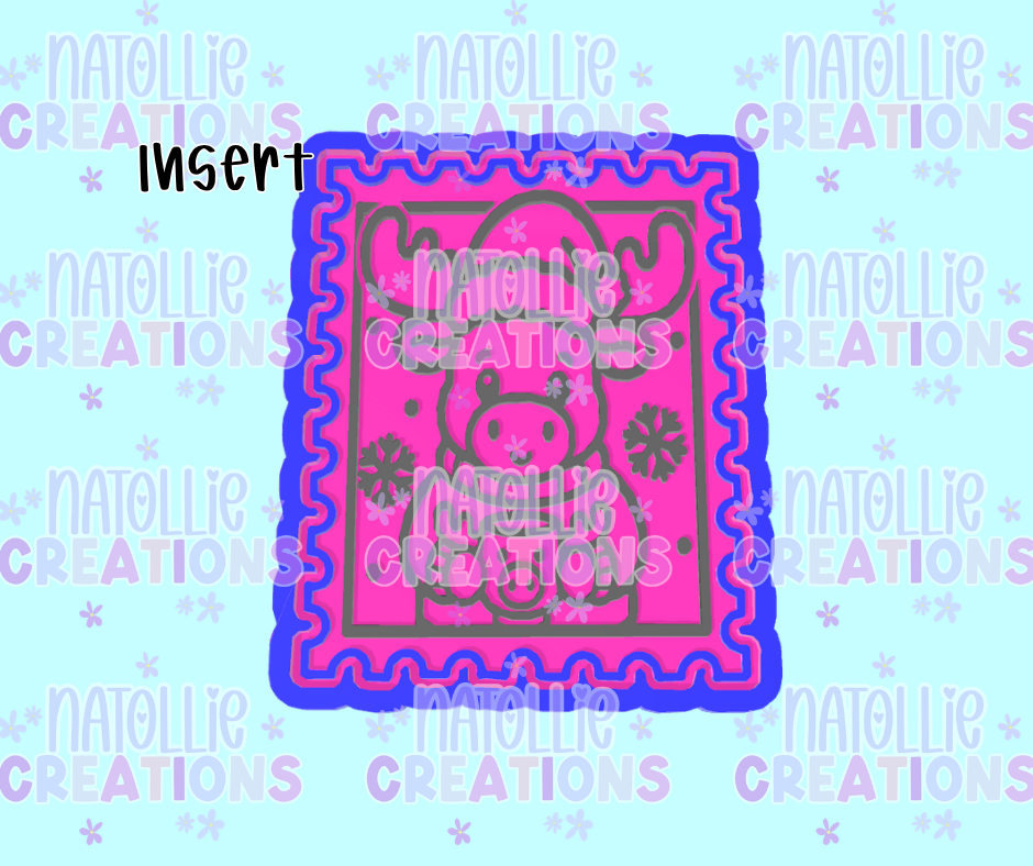 Christmas Moose Stamp Insert Freshie Silicone Mold