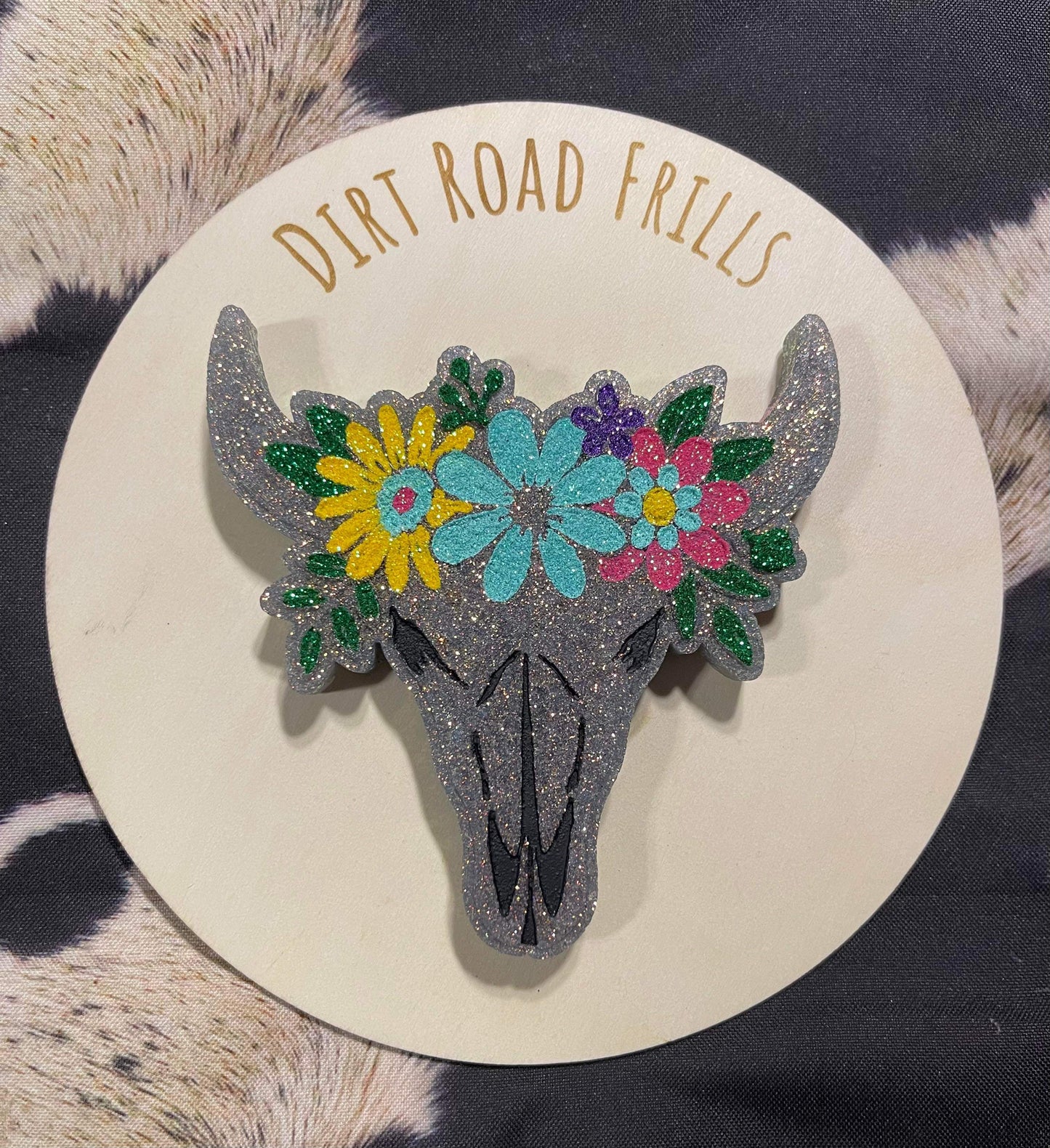 Bull Skull W/ Floral Headband Freshie Silicone Mold