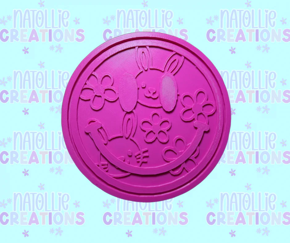 Floral Bunny Smiley Insert Freshie Silicone Mold