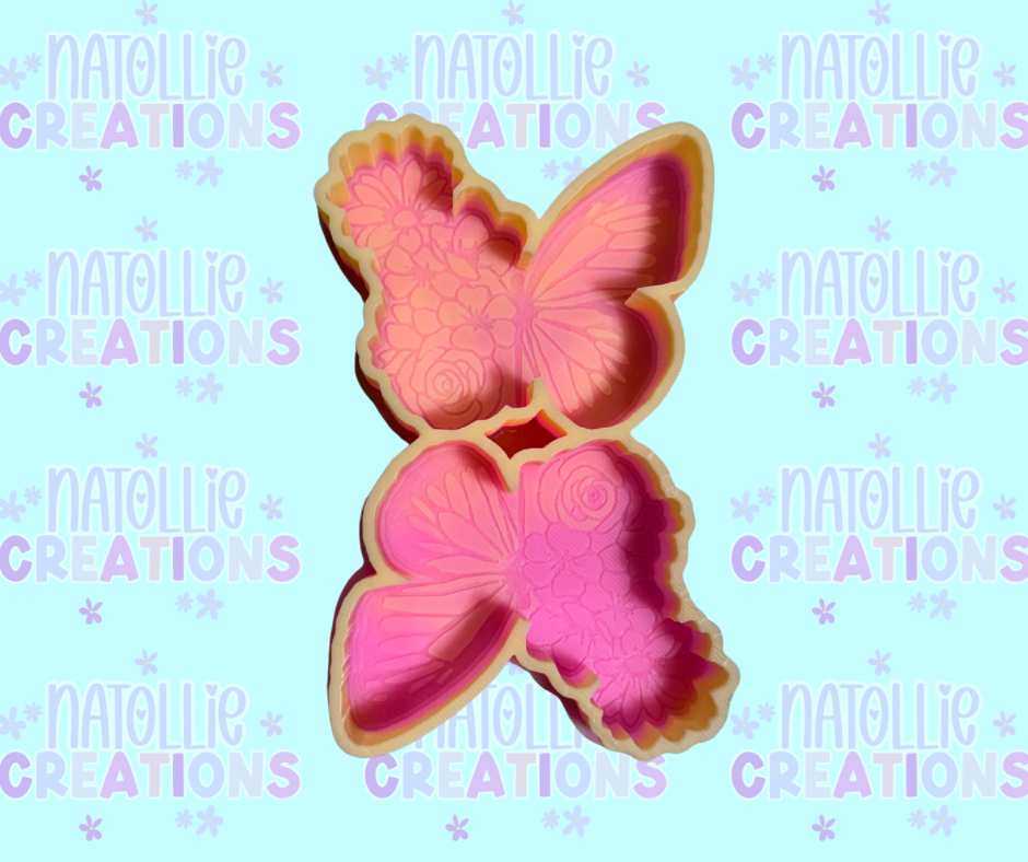 Butterfly W/ Flowers Vent Clip Freshie Silicone Mold