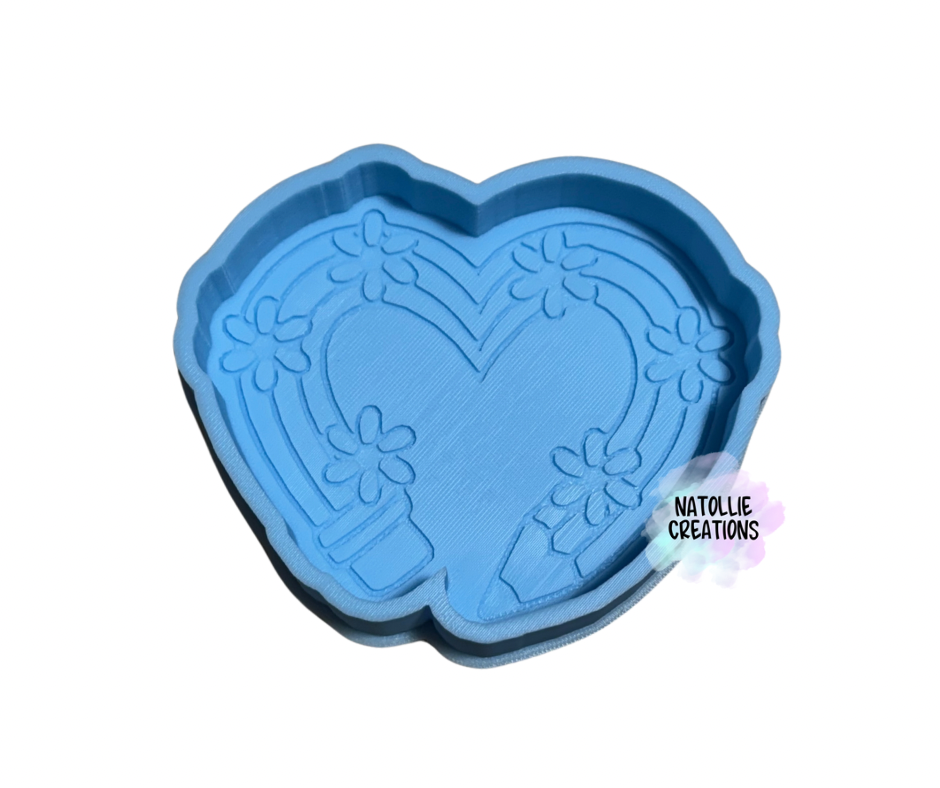 Floral Pencil Heart Freshie Silicone Mold
