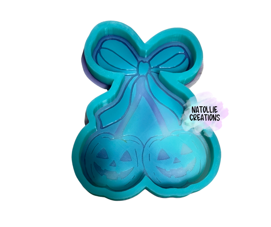 Cherry Pumpkin W/ Bow Freshie Silicone Mold
