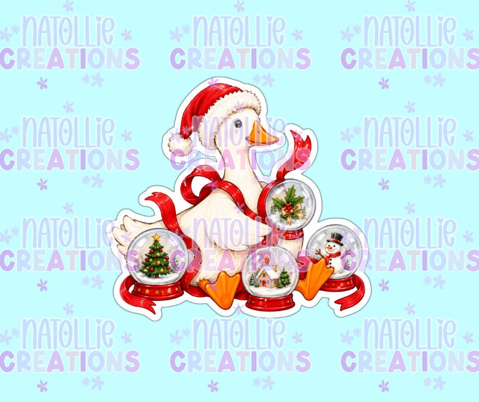 Goose W/ Snowglobes Die Cut Sticker