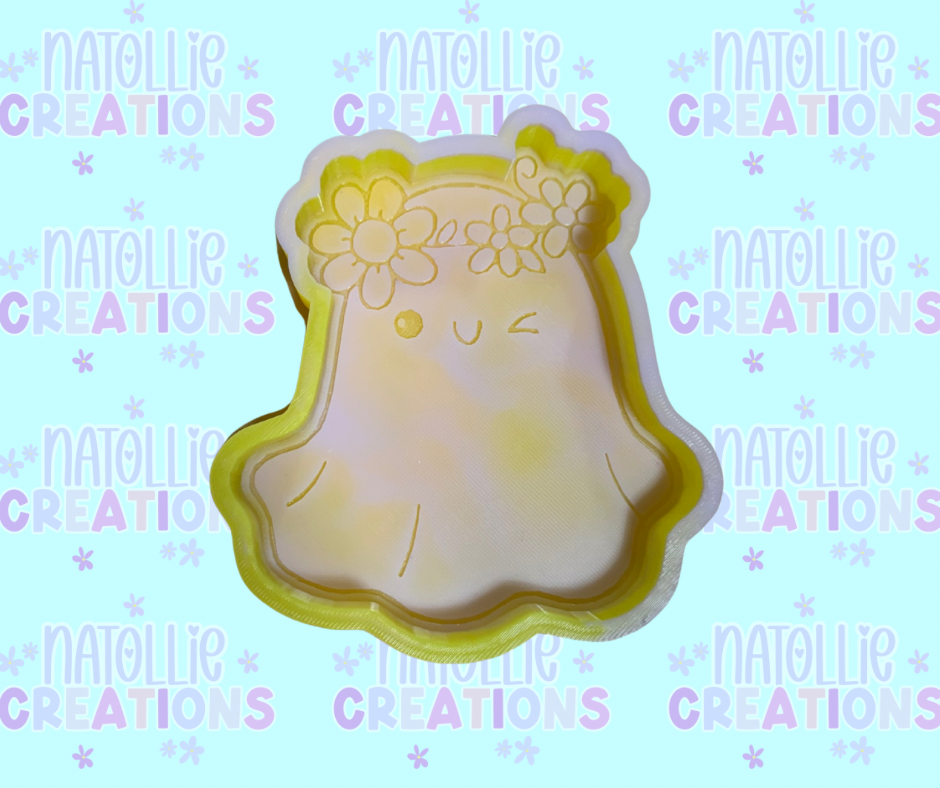 Ghost W/ Floral Headband Freshie Silicone Mold
