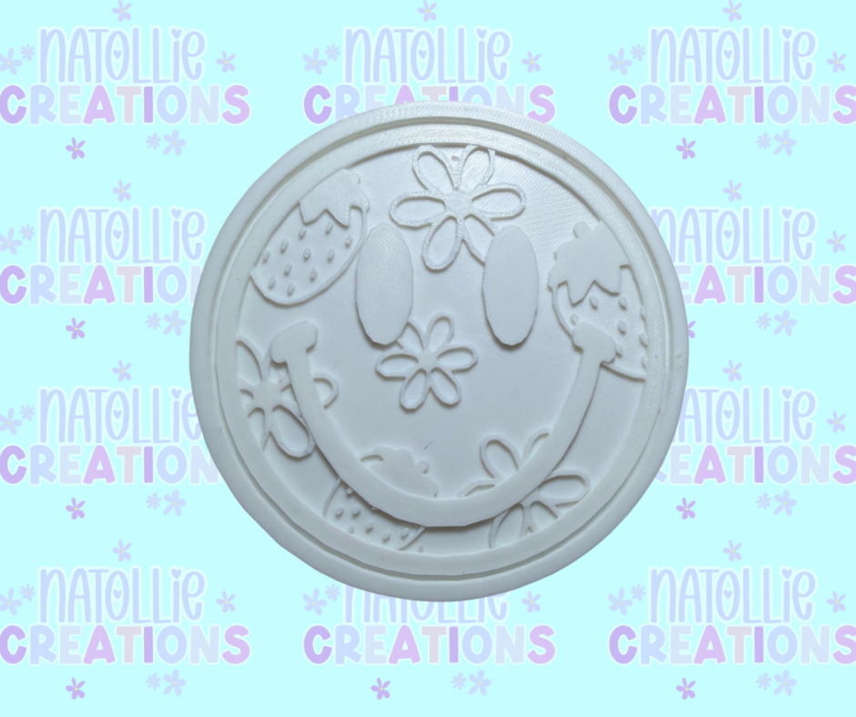 Floral Strawberry Smiley Insert Freshie Silicone Mold