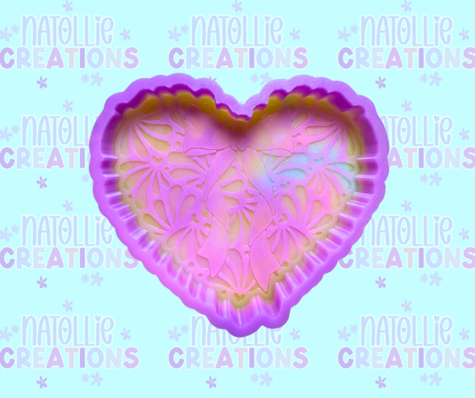 Talavera Heart W/ Bow Freshie Silicone Mold