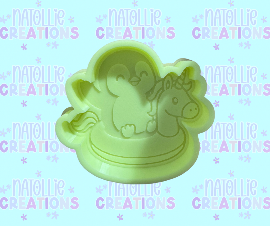 Penguin On Unicorn Floatie Freshie Silicone Mold