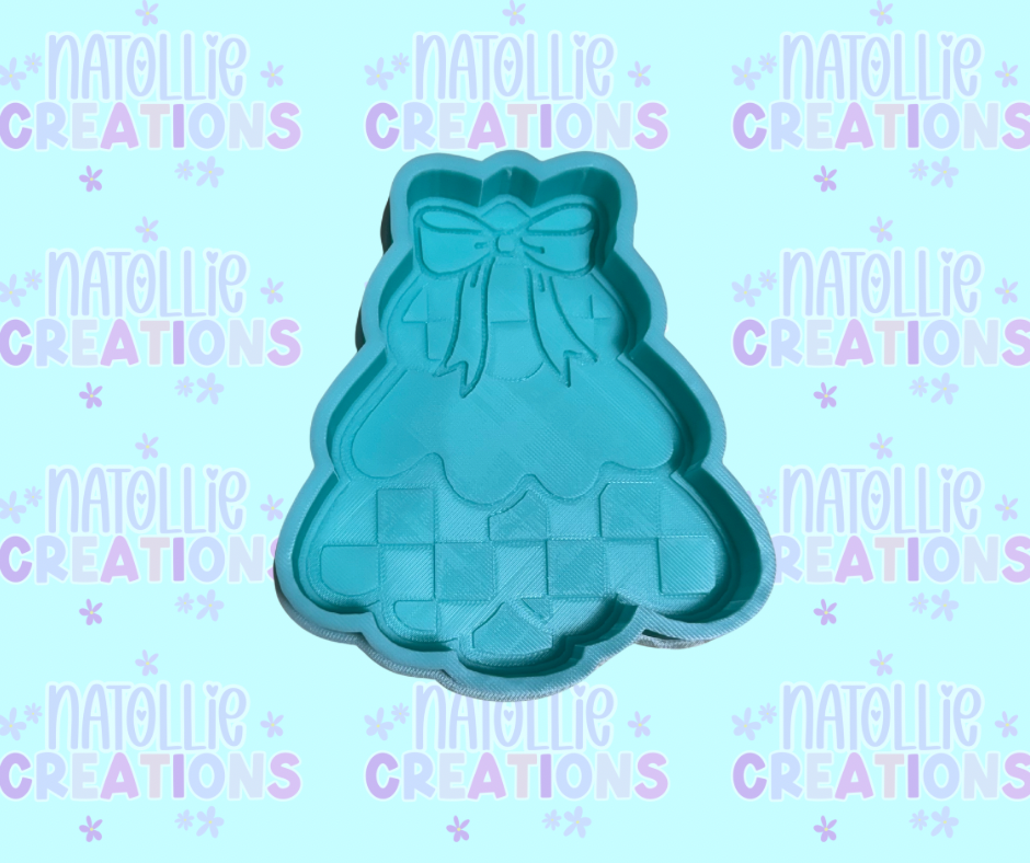 Checkered Tree W/ Bow Freshie Silicone Mold