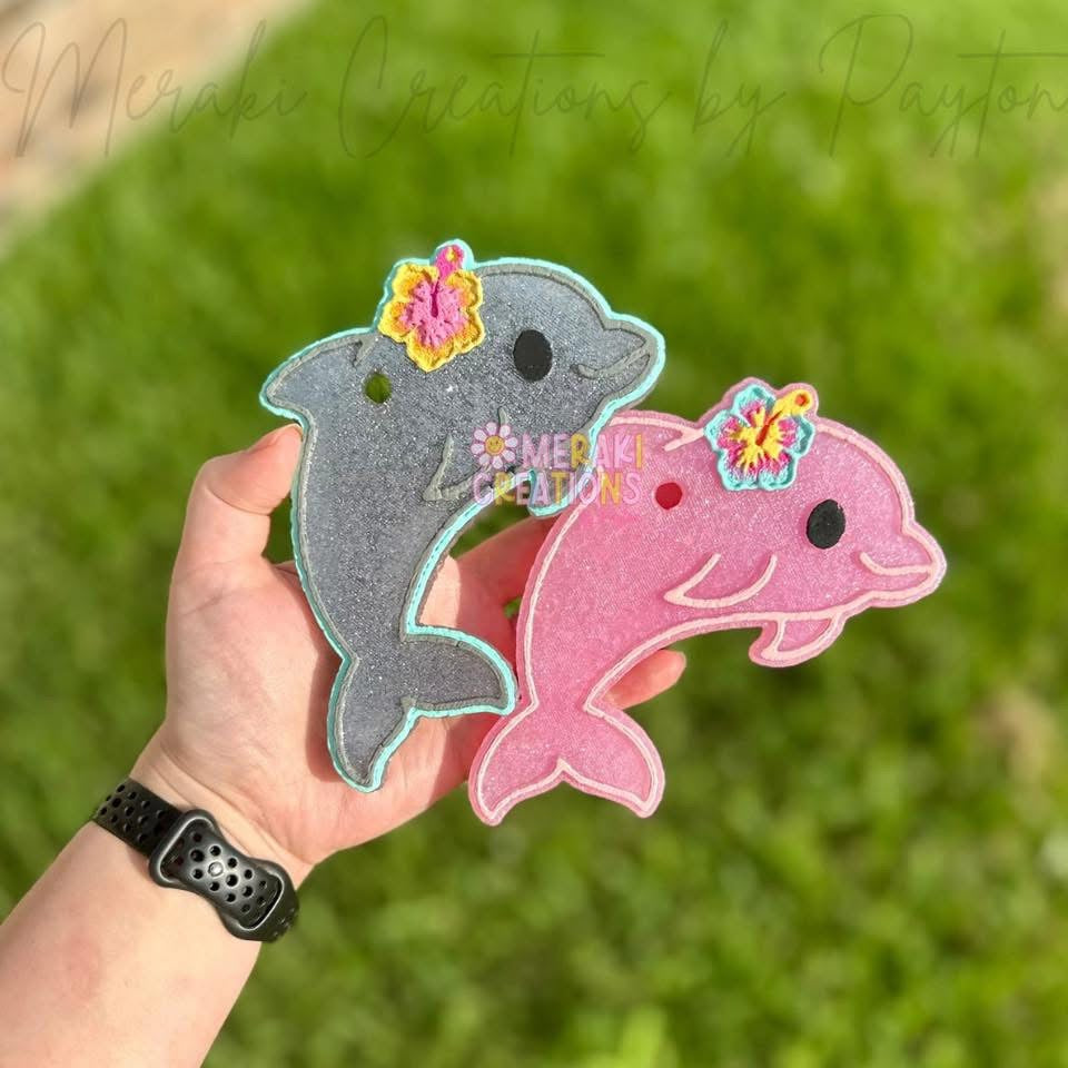 Dolphin W/ Hibiscus Freshie Silicone Mold