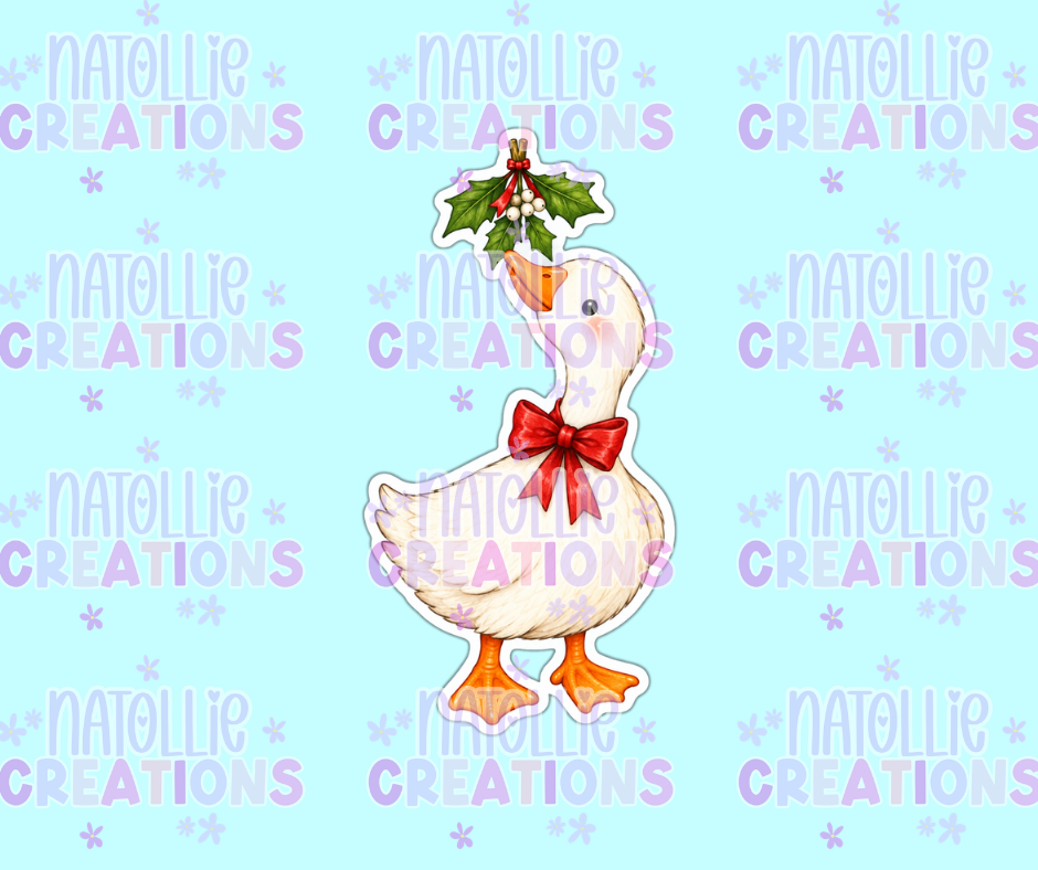 Mistletoe Goose Die Cut Sticker