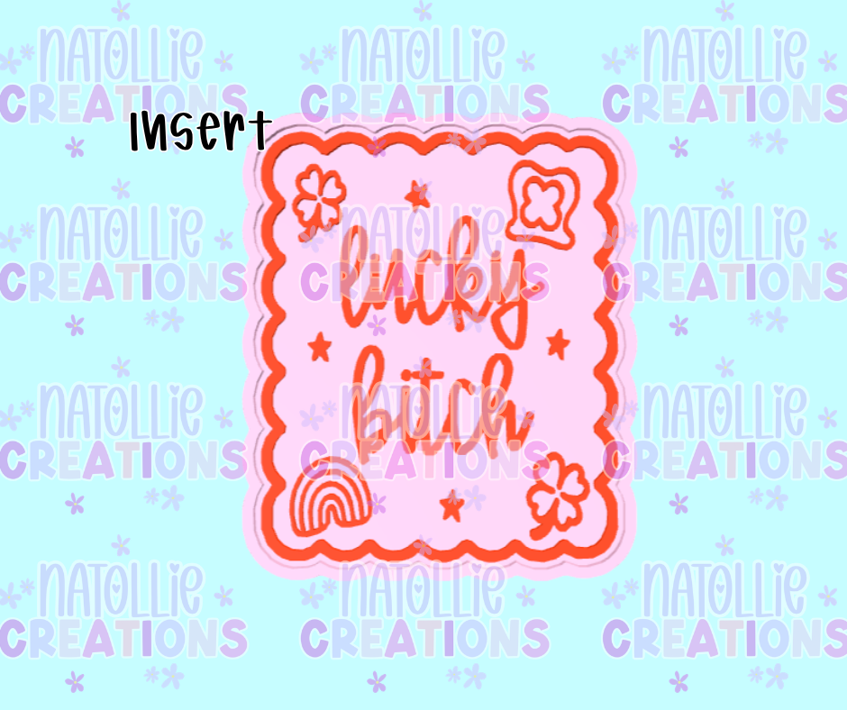 Lucky Bitch Scalloped Rectangle Insert Freshie Silicone Mold