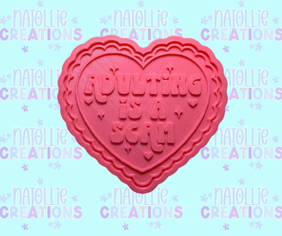 Adulting Is A Scam Scallop Heart Insert Freshie Silicone Mold