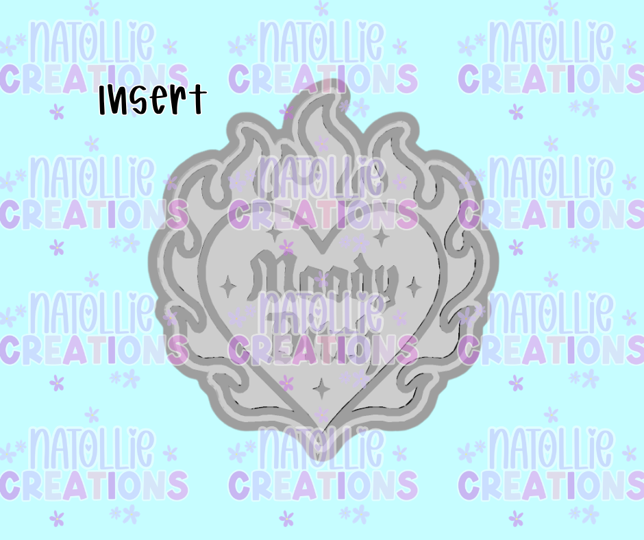 Moody Bitch Heart On Fire Insert Freshie Silicone Mold