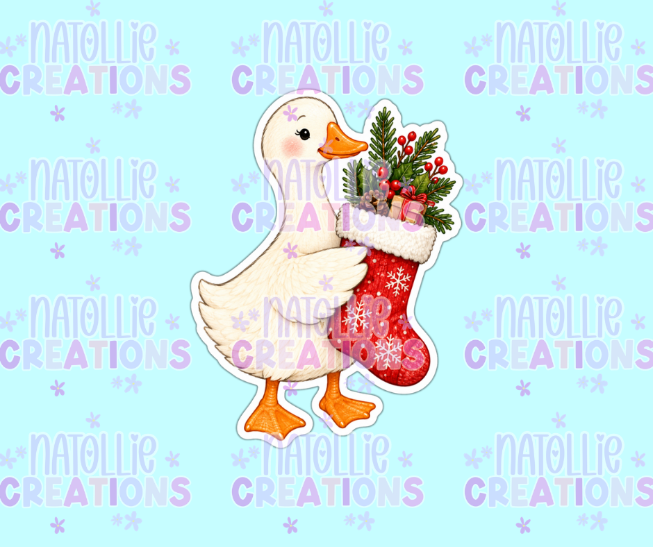 Stocking Goose Die Cut Sticker