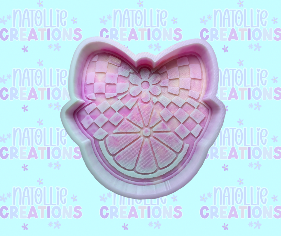 Checkered Bow Citrus Slice Freshie Silicone Mold
