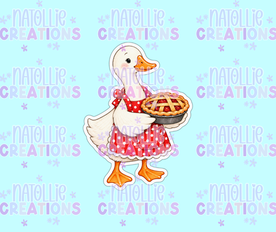 Pie Baking Goose Die Cut Sticker