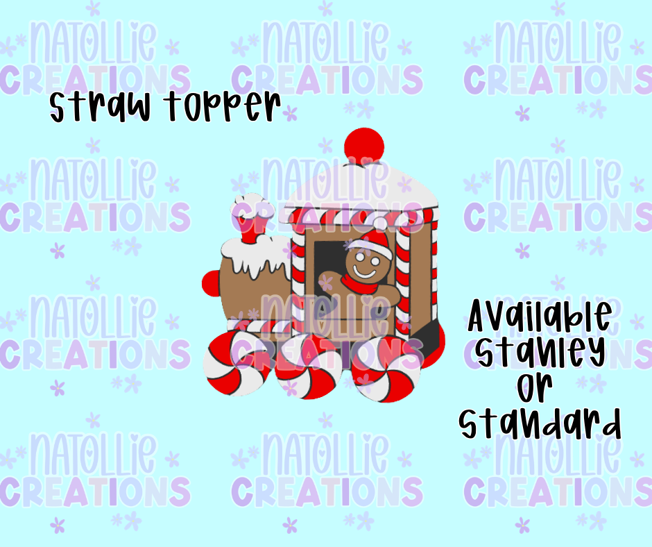 Gingerbread Train Straw Topper