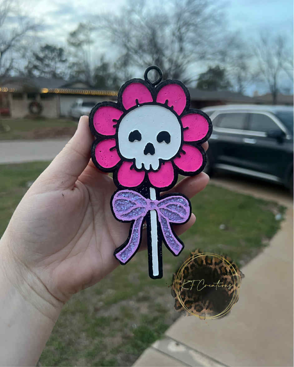 Flower Skull Lollipop Freshie Silicone Mold