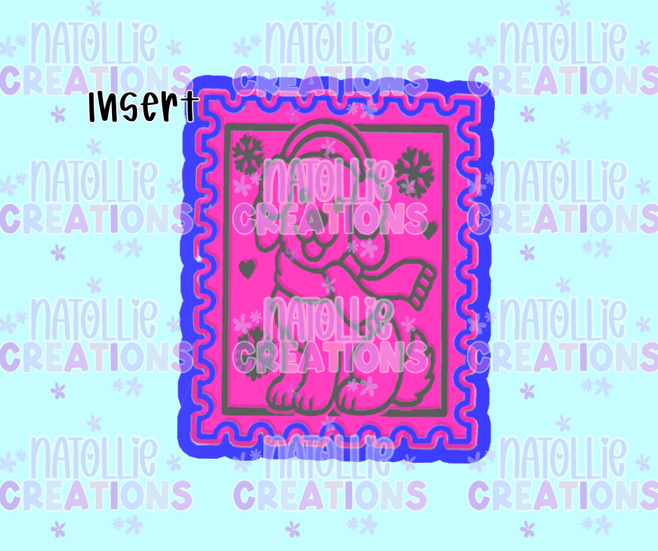 Winter Golden Retriever Stamp Insert Freshie Silicone Mold