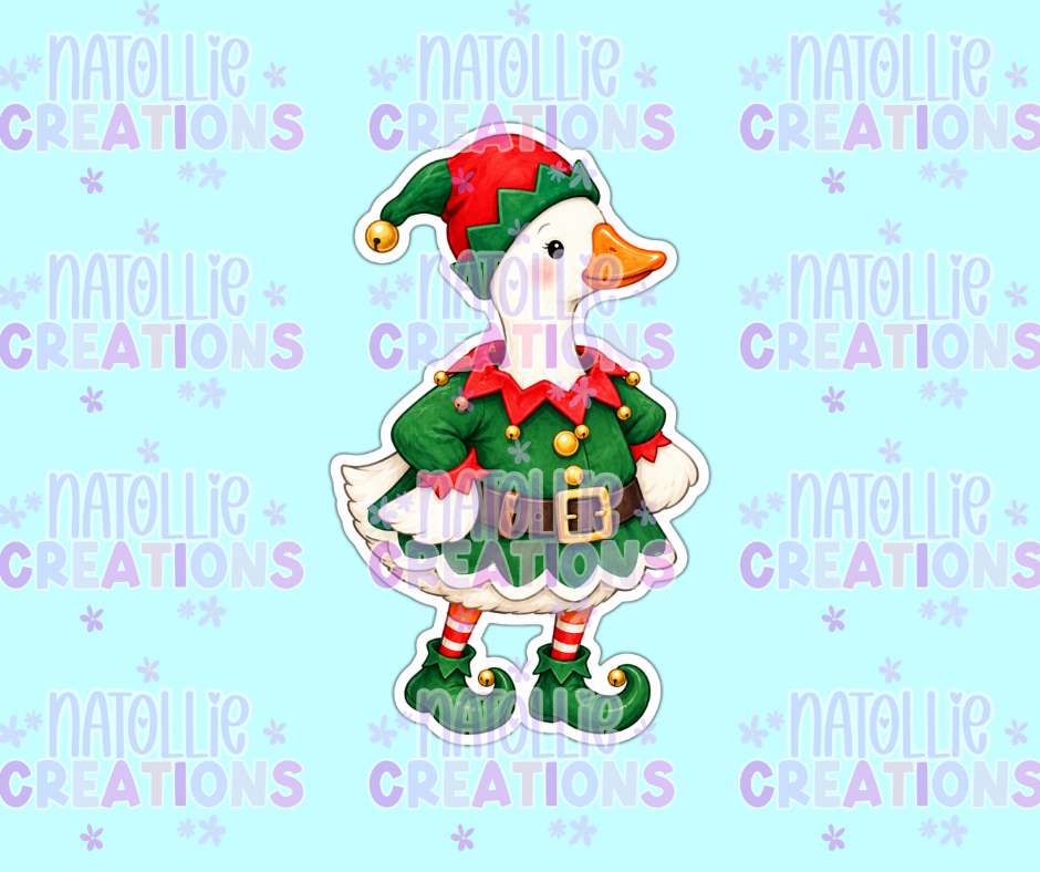 Elf Goose Die Cut Sticker