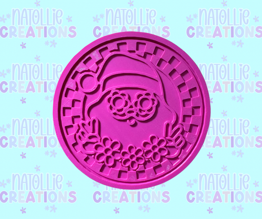Checkered Groovy Santa Insert Freshie Silicone Mold