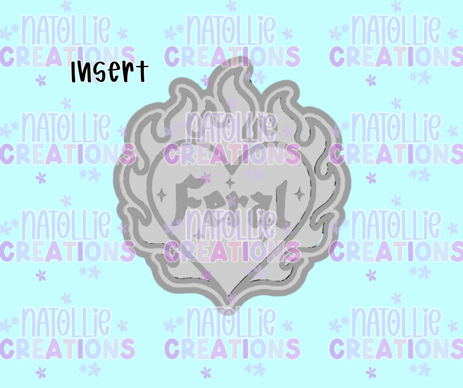 Feral Heart On Fire Insert Freshie Silicone Mold