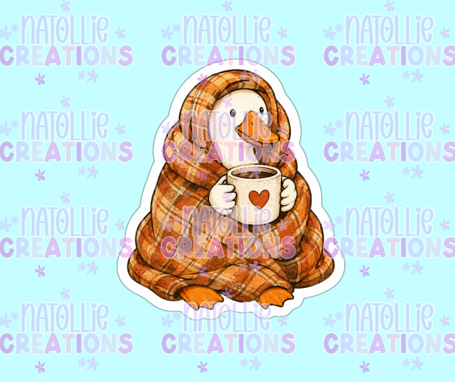 Cozy Fall Goose Die Cut Sticker
